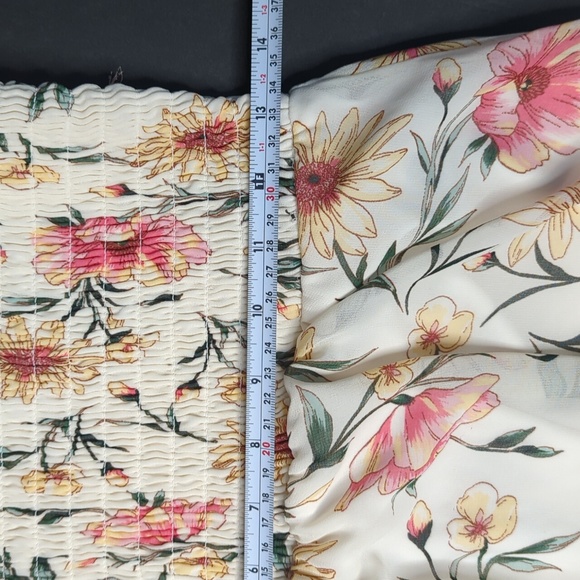 As U Wish Floral High-low Maxi Skirt Dress. Elastic top, simi-sheer with lining - Picture 6 of 7